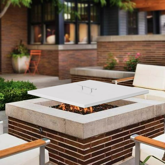 ToppiJoy Fire Pit Cover Square 21 x 21in Fire Pit Burner Square Burner Pan, Stainless Steel Firepit Covers Square w/Handle for Drop-in Fire Pit Burner Pan