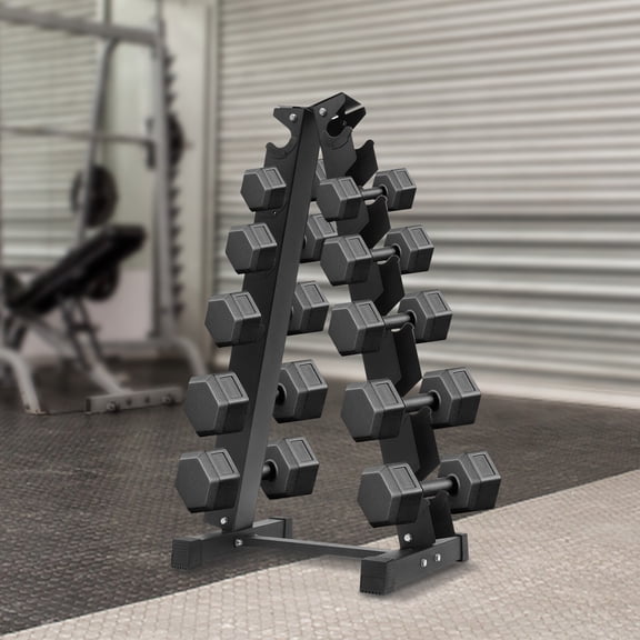 ToppiJoy Floortop Dumbbell Rack Stand Only, Weight Rack for Home Dumbbells Compact A-Frame Home Gym 6 Pairs of Dumbbells (Black)