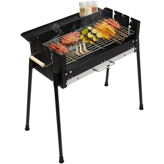 ToppiJoy Foldable and Portable Barbecue Grill, Stainless Steel BBQ Tool Kits for 3-8 People Outdoor Cooking Camping Hiking Picnics Tailgating Backpacking or Any Outdoor Event