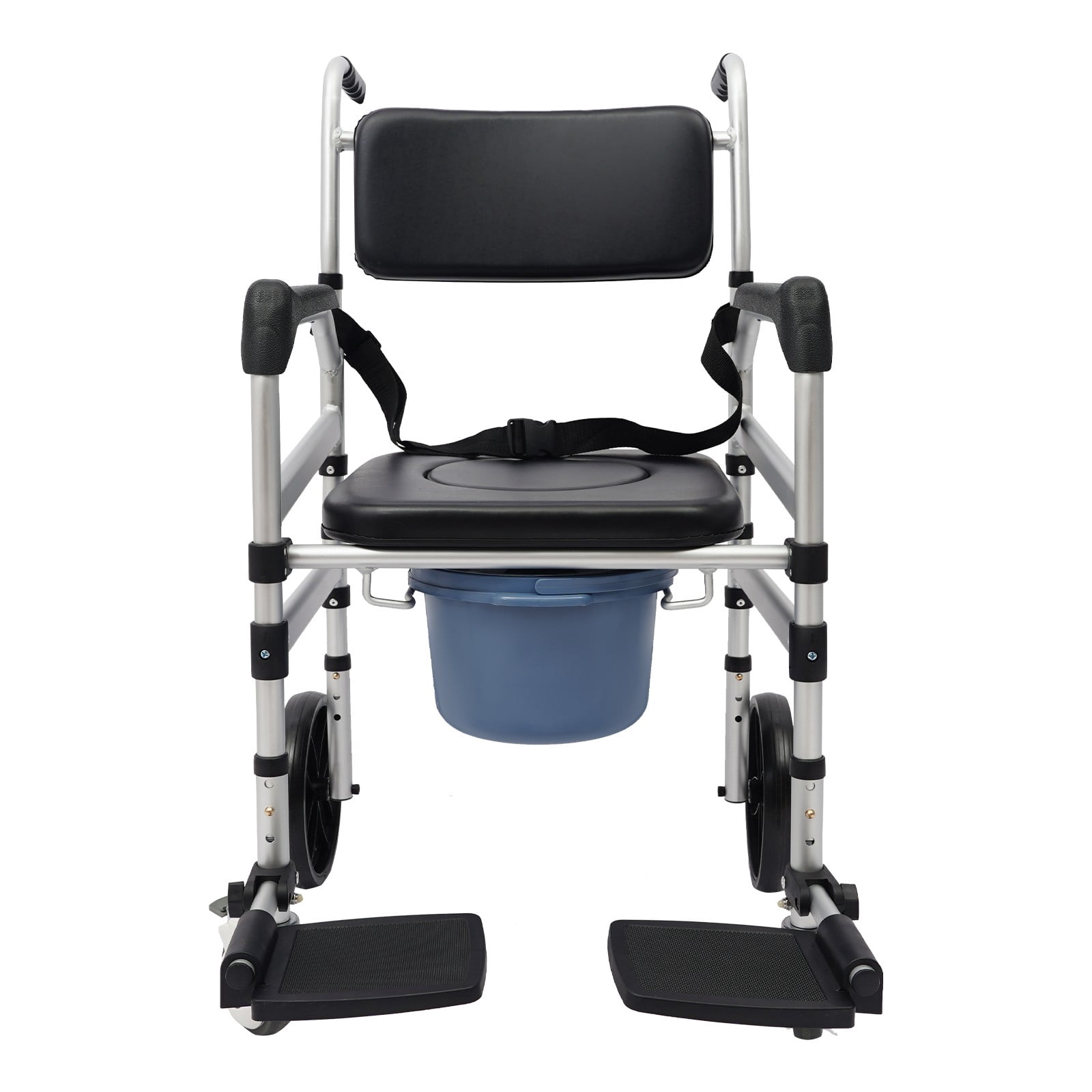 Assisted Commode ToppiJoy Foldable Shower Chair with Wheels, Height Adjustable Bedside ...