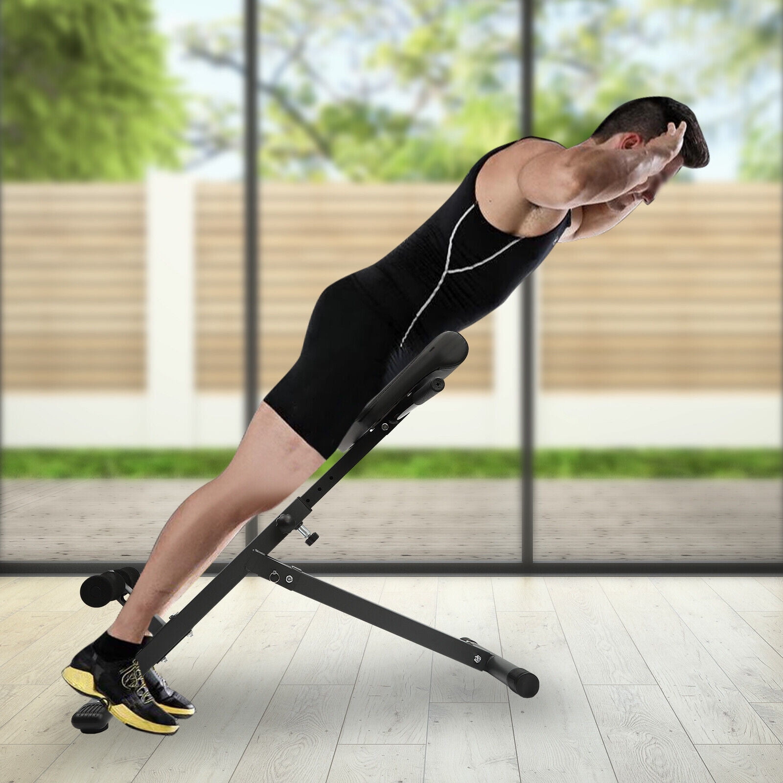 ToppiJoy Foldable Sit up Multi-Functional Hyperextension Back Strength Exercise Bench 265lbs for Home Workout Gym Fitness Equipment