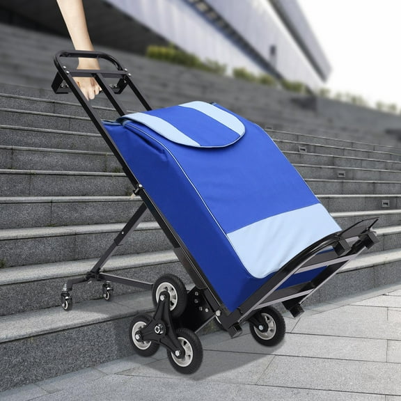 ToppiJoy Foldable Stair Climbing Cart with Seat Tri Wheel, Folding Heavy Duty Hand Truck Stair Climbing Dolly for Moving, Luggage, Office