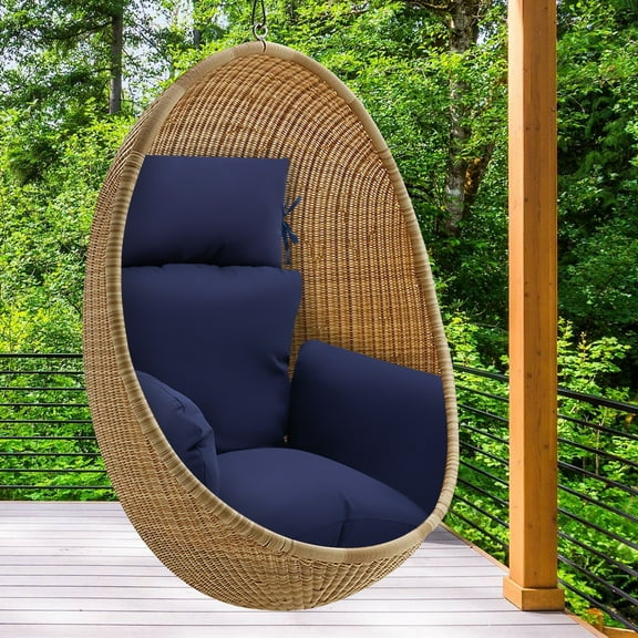 ToppiJoy Foldable Swing Egg Chair Cushion, Hanging Chair Cushions with Pillow, Hanging Egg Chair Pad for Patio/Swing/Hammock/Egg Chair, Soft and Skin-Friendly (Navy Blue)