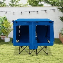 ToppiJoy Folding Camping Chair with Canopy and Carry Bag, 2-Person Heavy Duty Hold up to 600lbs, with Cup Holders & Cooler Pouch, for Beach, Fishing, Backyard (Blue)