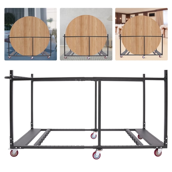 ToppiJoy Folding Chair Car, Heavy Duty Folding Table Cart with Wheels, Folding Table Trolley