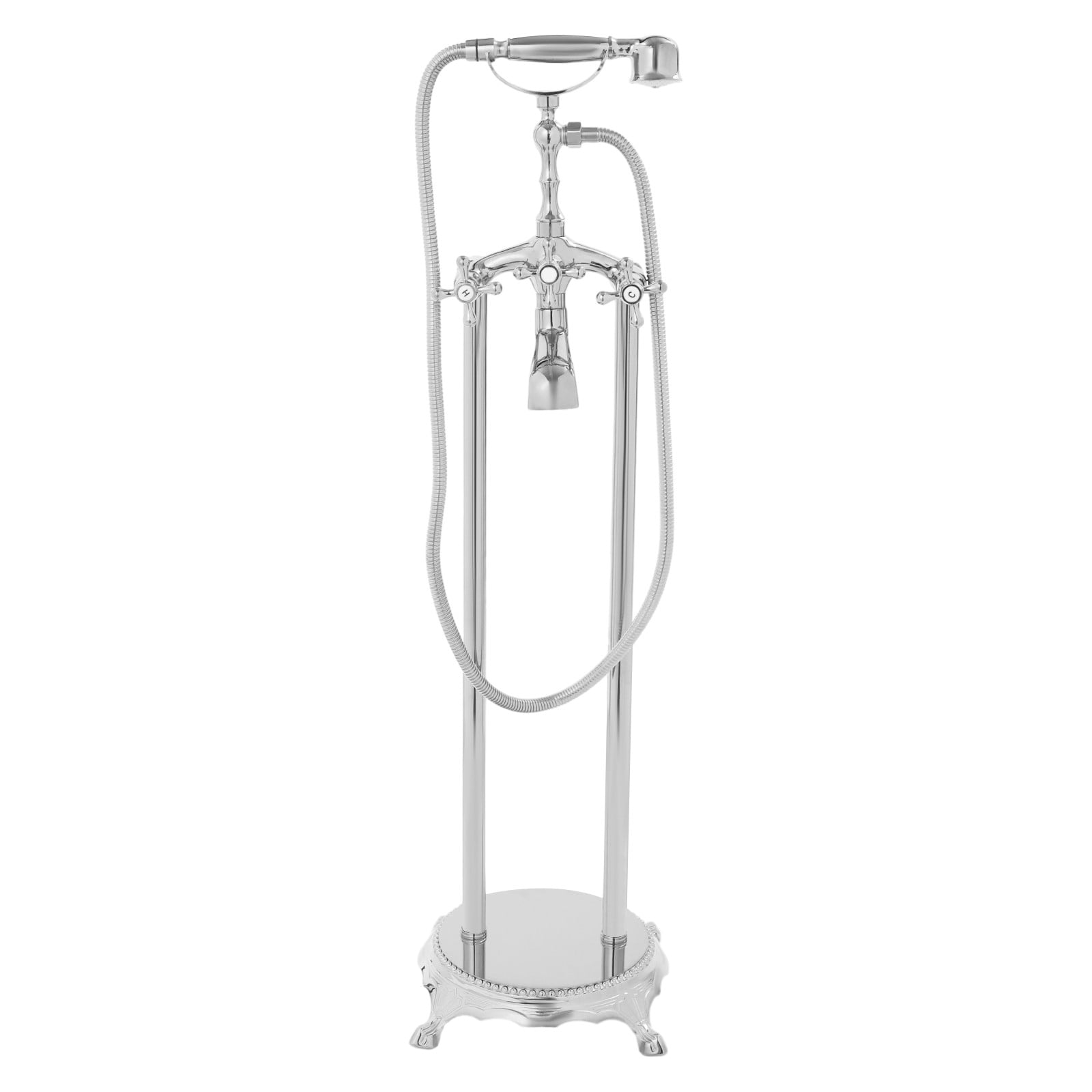 ToppiJoy Freestanding Bathtub Faucet, Tub Filler with Handheld Shower (Silver)