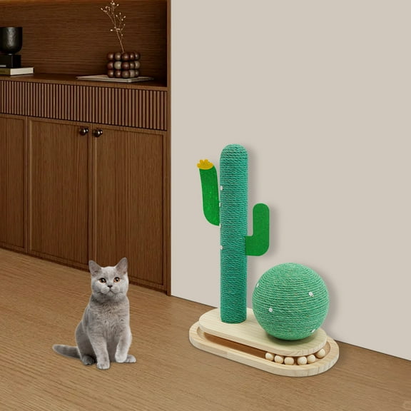 ToppiJoy Freestanding Road Cat Scratching Post Cactus Cat Scratcher Kitten Condo Tower House Bed with 4 EVA Anti-slip Pads