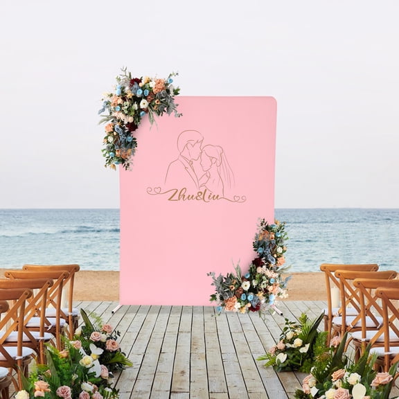 ToppiJoy Garden Floral Arch Frame, Wedding Backdrop Stand, Flower Metal Stand Balloon Arch Frame Kit with Cloth Cover, Backdrop Arch Stand for Special Occasions, 1.5*0.5*2m (White, Pink)