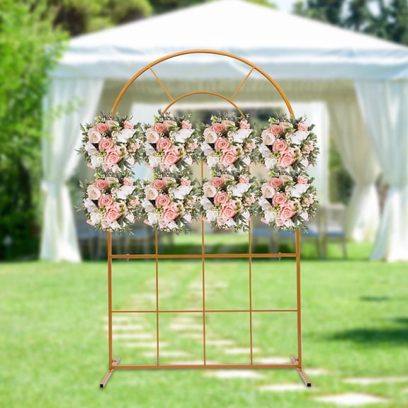 ToppiJoy Gold 3.9*1.97*6.6ft Metal Wedding Arches for Ceremony, Iron Arch Backdrop Stand Balloon Arch Stand for Garden Climbing Plants Wedding Party Decoration