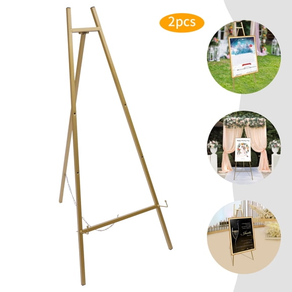 ToppiJoy Gold Wedding Easel Stand, Roadway Wedding Display Stand, Minimalistic Design, Steel Pipe Construction, 5kg Load Capacity, Ideal for Wedding Signage