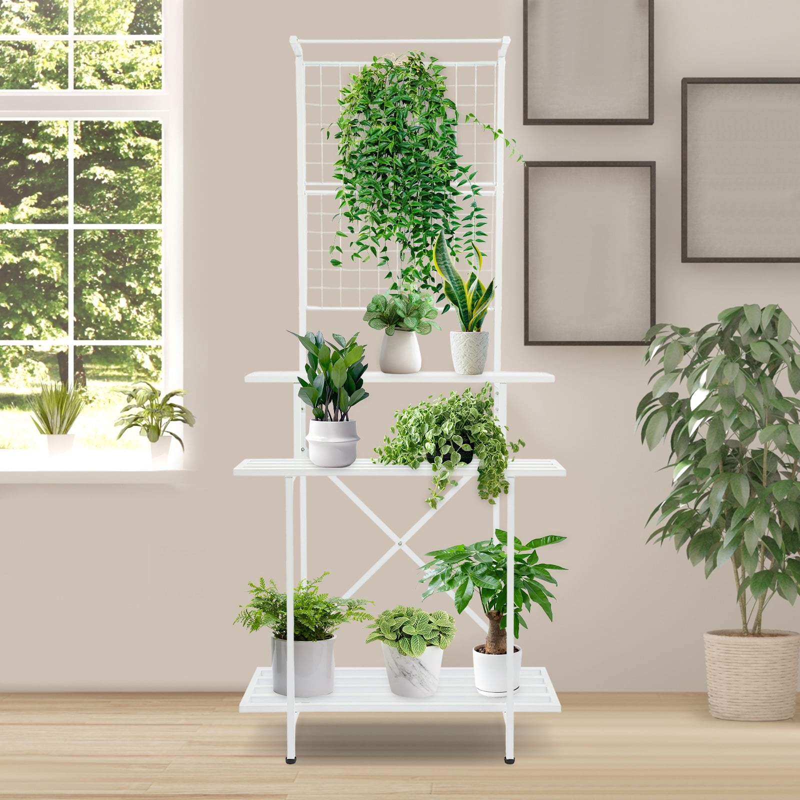 ToppiJoy Hanging Plant Pot Shelf Rack, Heavy Duty Plant Holder Trellis ...