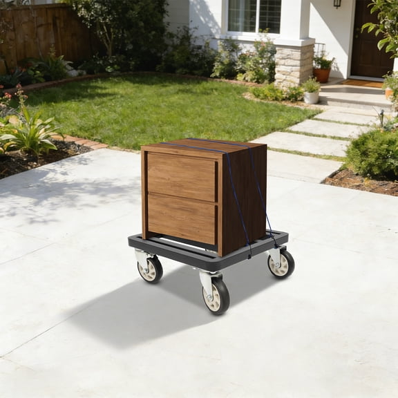 ToppiJoy Heavy-Duty Furniture Dolly, Furniture Moving Cart with 4 Swivel Casters Tie-Down Straps for Home, Office, Workshop (18" x 18")