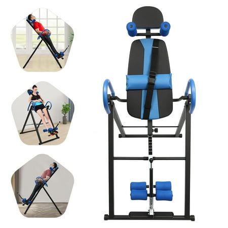ToppiJoy Heavy Duty Gravity Inversion Table Hold up 330LBS, Strength Training Inversion Equipment Inversion Table Gravity Hang Back Pain Relief Fitness Table for Pain Relief Therapy Blue