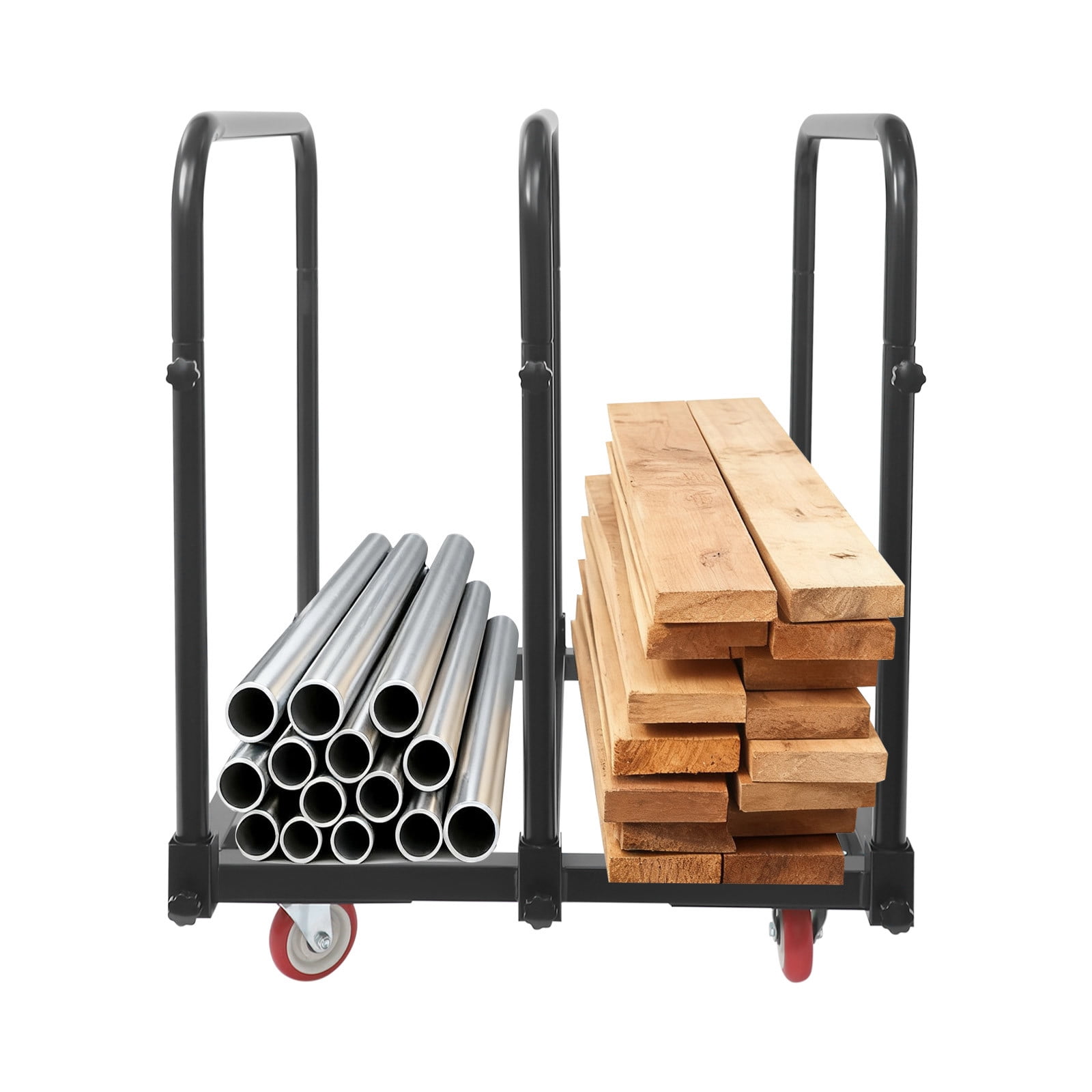 ToppiJoy Heavy Duty Hand Truck Dolly with 4 Swivel Casters, Industrial Hand Cart Hold up to 1400lbs for Plywood, Warehouse, Factory, Workshop (Black)
