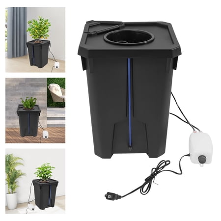 ToppiJoy 7.13 Gal Hydroponics Black Grow System with Top Drip Kit, Air Pump, Clay Pebbles, Culture Bucket System(1 Piece)