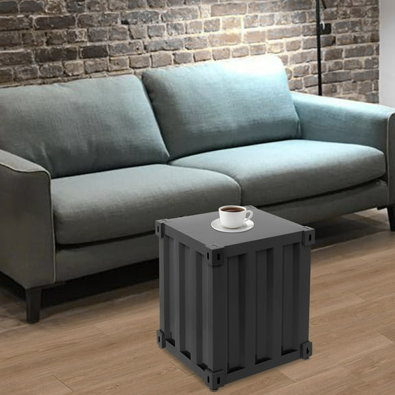 ToppiJoy Industrial Style End Table, Creative Vintage Container Cabinet with Combination Lock, Iron Bedside Table for Bar, Home (Black)