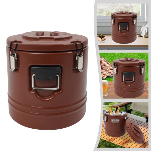 ToppiJoy Insulated Soup Container, Commercial Food Warmer for Hot Cold Food, Restaurant (Brown)