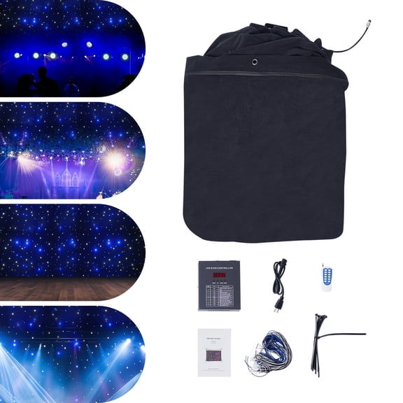 ToppiJoy LED Backdrop Curtain for Parties and Weddings, 7ft Stage Backdrop with DMX512 Controller, White and Blue LED Lights for Event Decoration and Atmosphere
