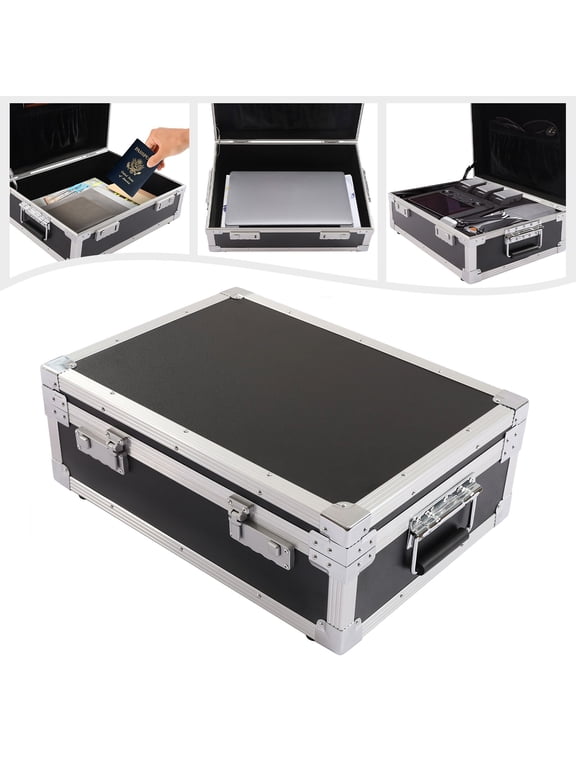 Lockable Safe Storage Box, Locking Briefcase for Personal Items, Cash, Laptop Black
