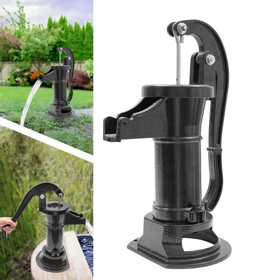 ToppiJoy Manual Water Well Pump  25 ft Max Lift, Cast Iron Hand Pitcher Pump Simple Operation for Well Outdoor Pond Garden Farm Black
