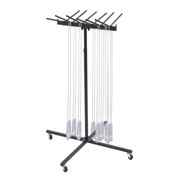 ToppiJoy Metal Jump Rope Rack, Adjustable Height Jump Rope Tree Rack Ropes Cart on Wheels, PE Equipment Stand for Storage Sports Gear