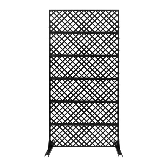 ToppiJoy Metal Privacy Screen, Diamond Shape Pattern Detachable Decorative Room Divider (Black)
