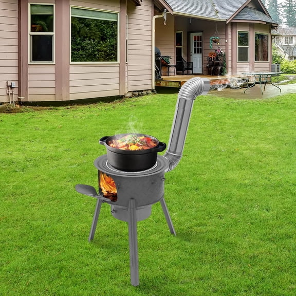 ToppiJoy Multifunction Wood Burning Stove with Grill Rack, Camping Wood Stove Hold up 220.46lbs, Portable Wood Stove for Camping 19.68in Height