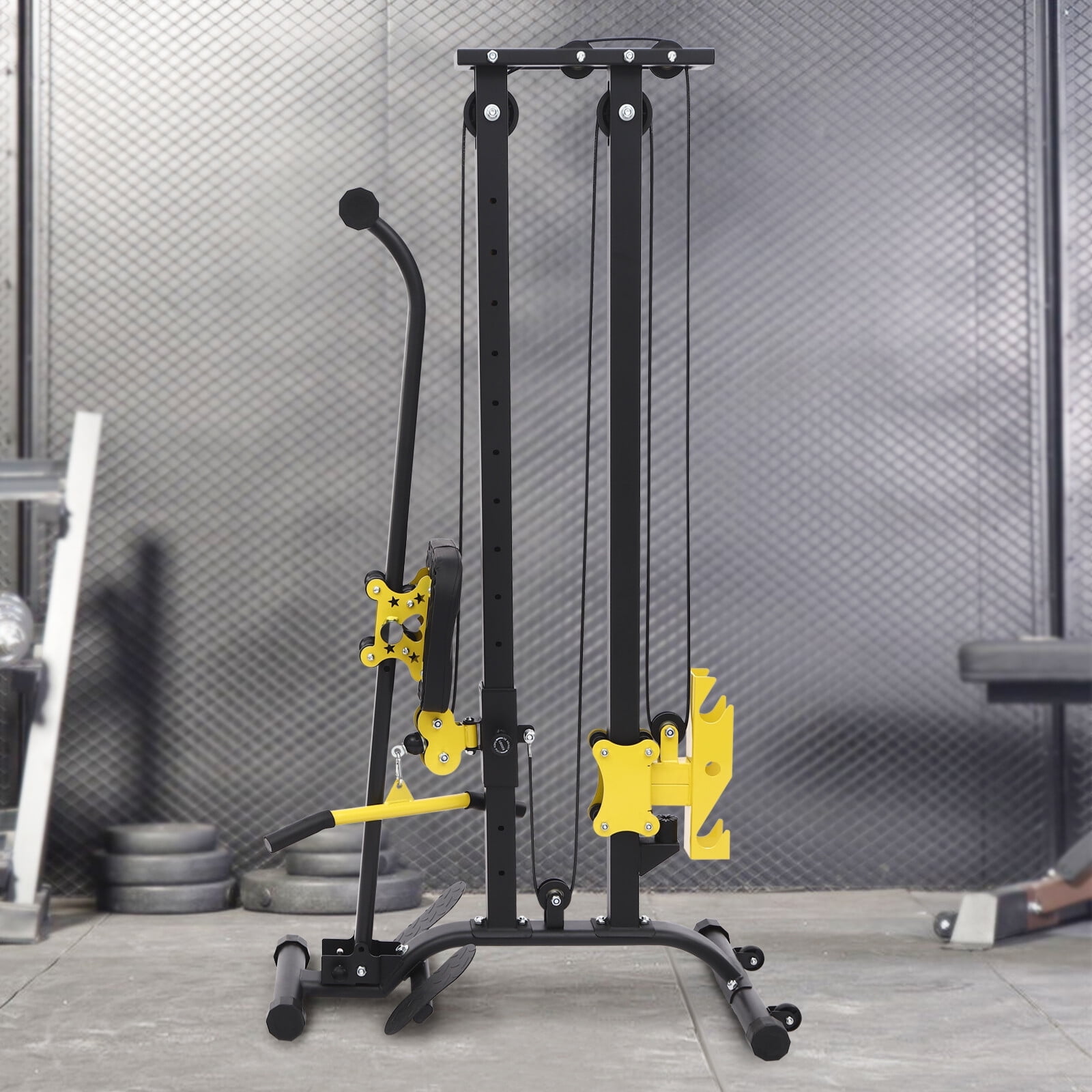 ToppiJoy Multifunctional Fitness Rack Power Cage Multi-Function Power Rack Adjustable Heavy Duty Strength Training Fitness Equipment for Home Gym Black