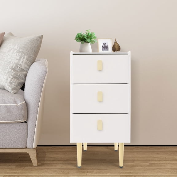 ToppiJoy Narrow Nightstand with 3 Wood Drawers, Bedside Table with Silent Slide, Small Side End Table, for Bedrooms (Off-White)