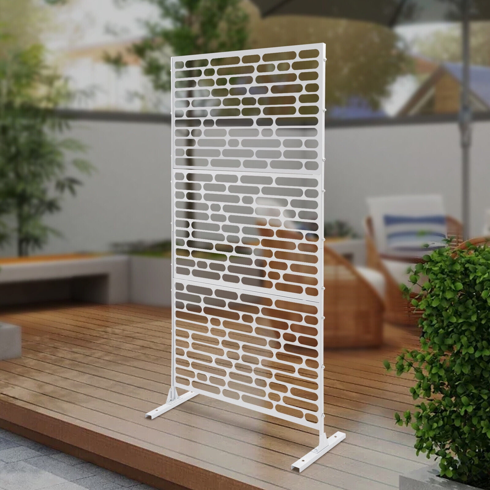 ToppiJoy Outdoor Living Privacy Screen, Metal Privacy Screen Outdoor ...