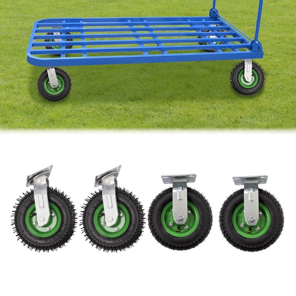 ToppiJoy Pneumatic Caster Wheels 8 Inch Inflatable Rubber Tire with Galvanized Bracket, Heavy Duty Load Bearing Industrial Casters for Utility Carts & Furniture