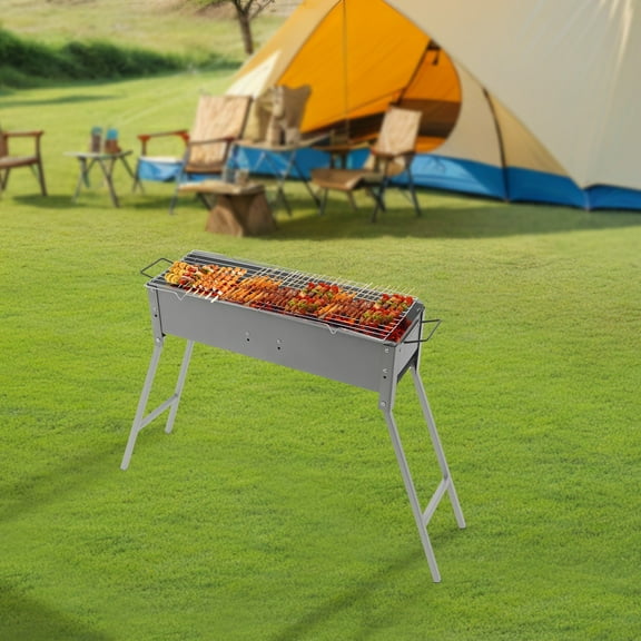 ToppiJoy Portable BBQ Grill Hold up 44LBS, Folding Camping Barbecue Gril with Portable Hands Smooth Edge, Charcoal Grills for Picnics, Camping Barbecues,T ravel Barbecues