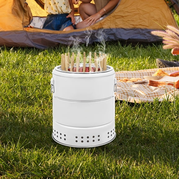 ToppiJoy Portable Barbecue Charcoal Barrel Grill, Stainless Steel Surround Kebab BBQ Grill Cooking Grate for Party (22 Skewers)