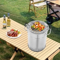 ToppiJoy Portable Charcoal Barrel Grill, 201 Stainless Steel BBQ Grill for Outdoor Parties, Camping & Picnics, Includes Grilling Accessories Set(20 Skewers)