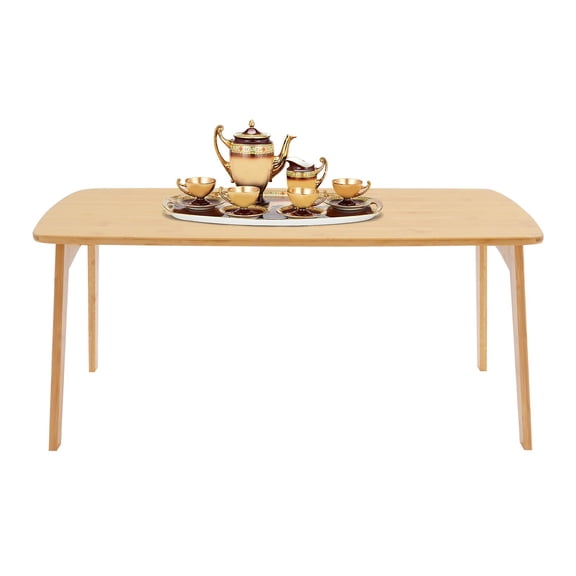ToppiJoy Portable Floor Table, Bamboo Folding Coffee Table with Reinforcement Support Bar, for Home, Office, Patio, Studio