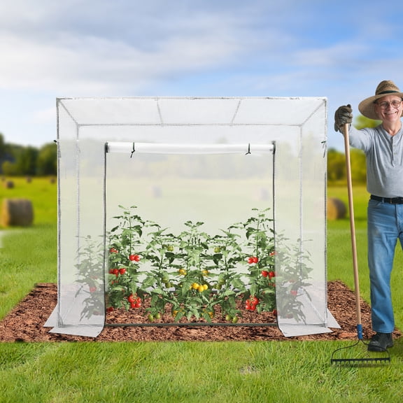 ToppiJoy Portable Freestanding Greenhouse for Outdoors, Greenhouse Kit with Window Indoor for Porches Courtyards Decks Balconies Gardens (White)