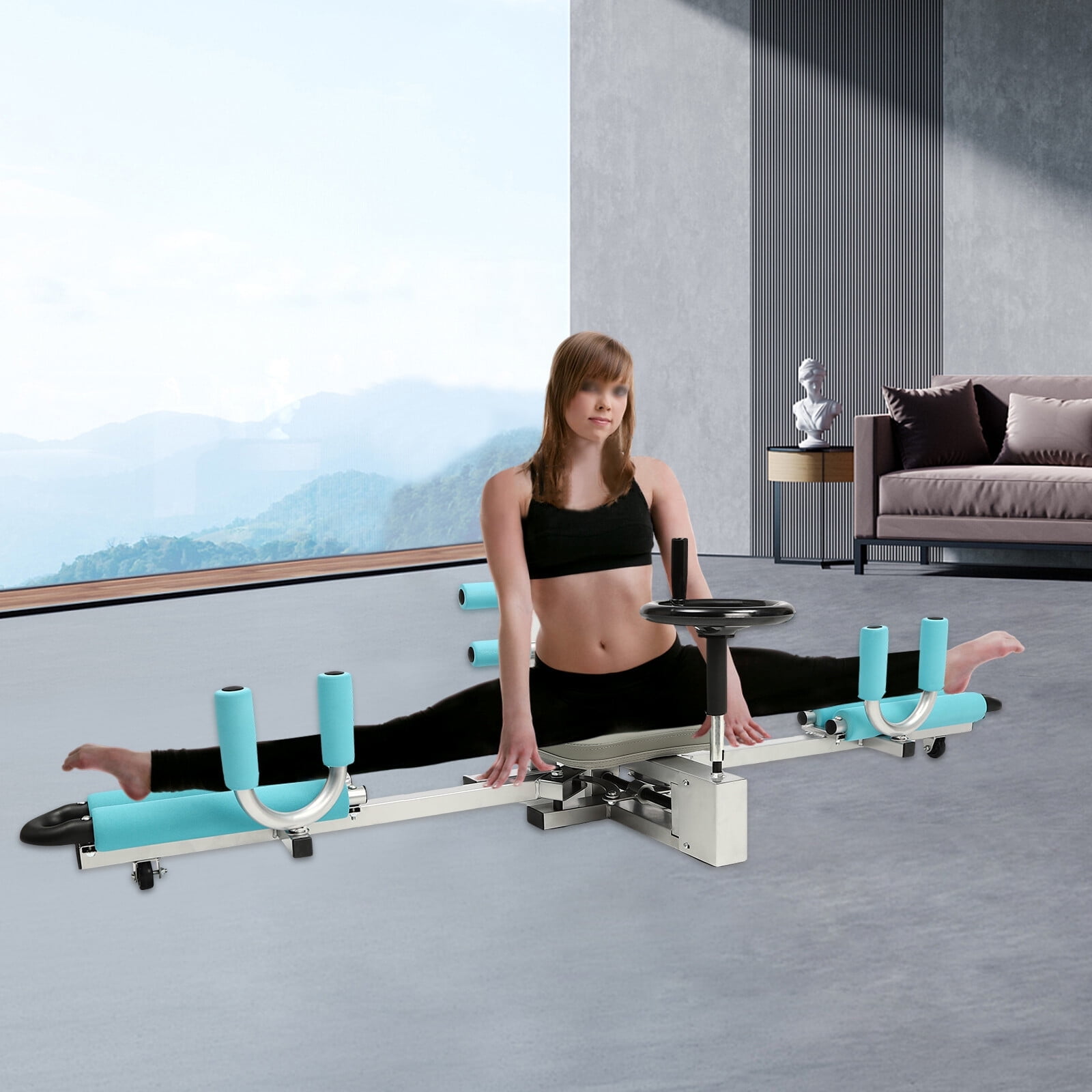 ToppiJoy Portable Leg Stretcher Machine Gymnastics Equipment Fitness Split Training Martial Arts Gear Heavy Duty Flexibility Hamstring Stretcher for Home Yoga Gym Training(Cyan)