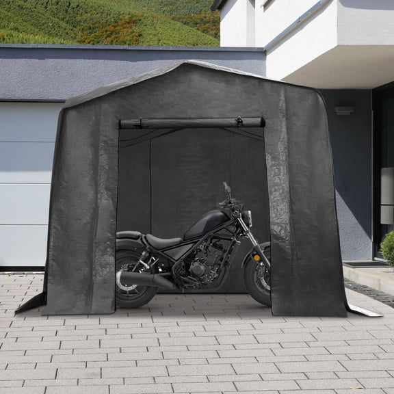 ToppiJoy Portable Outdoor Storage Shelter Carport, Storage Tent with Roll-up Door, Waterproof Outdoor Carport for Bike, Lawn Mower, ATV Storage(Black, 10*6*6ft)
