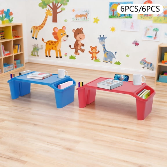 ToppiJoy Portable Reader Lap Desk, Lap Desk Bulk Tray Lap with Side Storage, Stackable for Drawing, Snacks, Study (12 PCS)