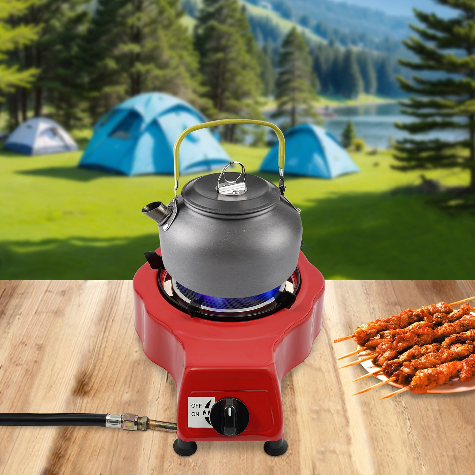 ToppiJoy Portable Stove Burner, Gas Stove, 2750Pa Gas Pressure Round Burner for Patio Outdoor Camping BBQ 14*9.64*4.52in