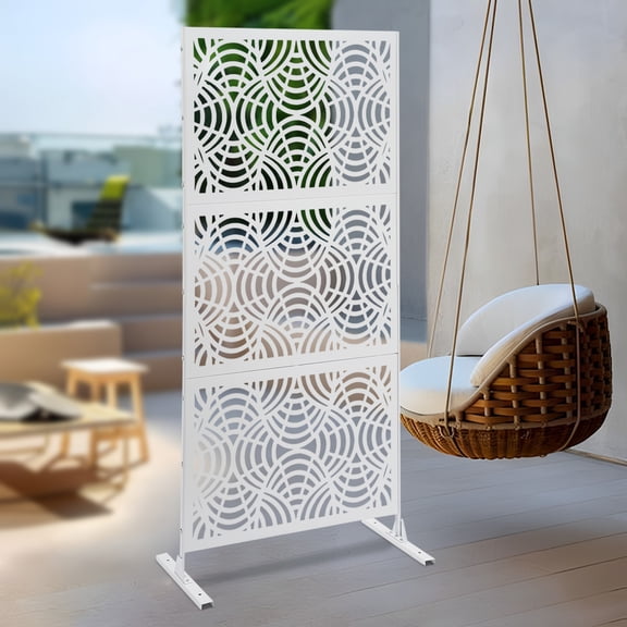 ToppiJoy Privacy Screen, Outdoor Privacy Screens, Outdoor Privacy Fence Screen, Freestanding Decorative Room Divider with Hollow-Out Design for Balcony (White)