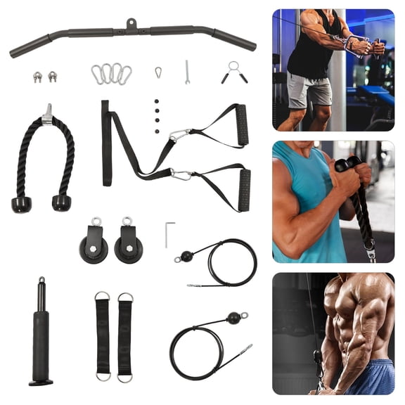 ToppiJoy Pulley System Gym Hold up 264lbs, Pull Down Cable Machine Attachments Triceps Exercise Gym Equipment for Forearm, Shoulder, Strength Training