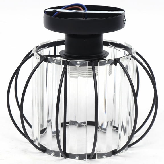 ToppiJoy Round Ceiling Mount Light Fixture, Industrial Metal Cage Ceiling Lamp Fixture, Small Pendant Light for Entryway Porch Kitchen Bathroom