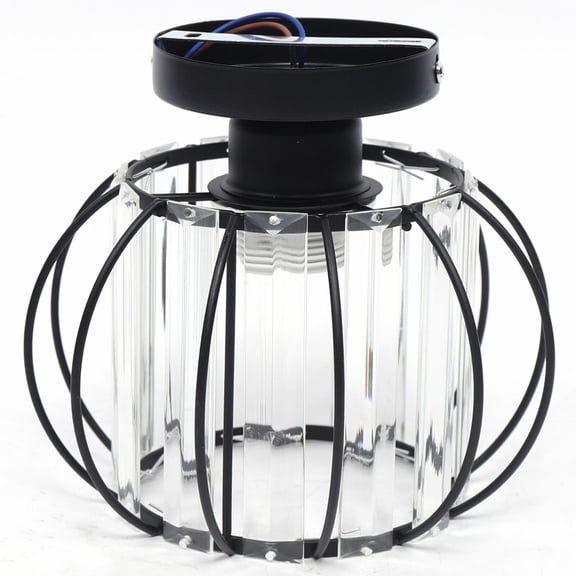 ToppiJoy Round Ceiling Mount Light Fixture, Industrial Metal Cage Ceiling Lamp Fixture, Small Pendant Light for Entryway Porch Kitchen Bathroom