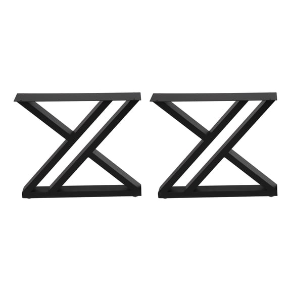 ToppiJoy Set of 2 Furniture Legs, X-shape Heavy Duty Metal Table Legs DIY Industrial Desk Leg Black 17.7*2*16inch