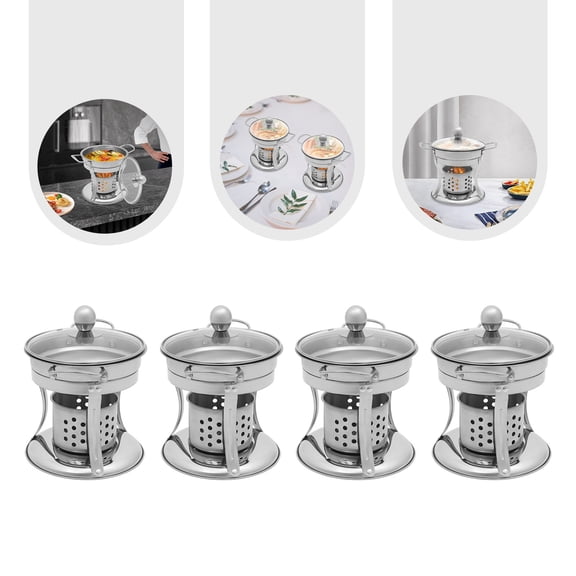 ToppiJoy Set of 4 5L Chafing Dish Buffet, Round Stainless Steel Chafer for Catering with Glass Lid for Parties