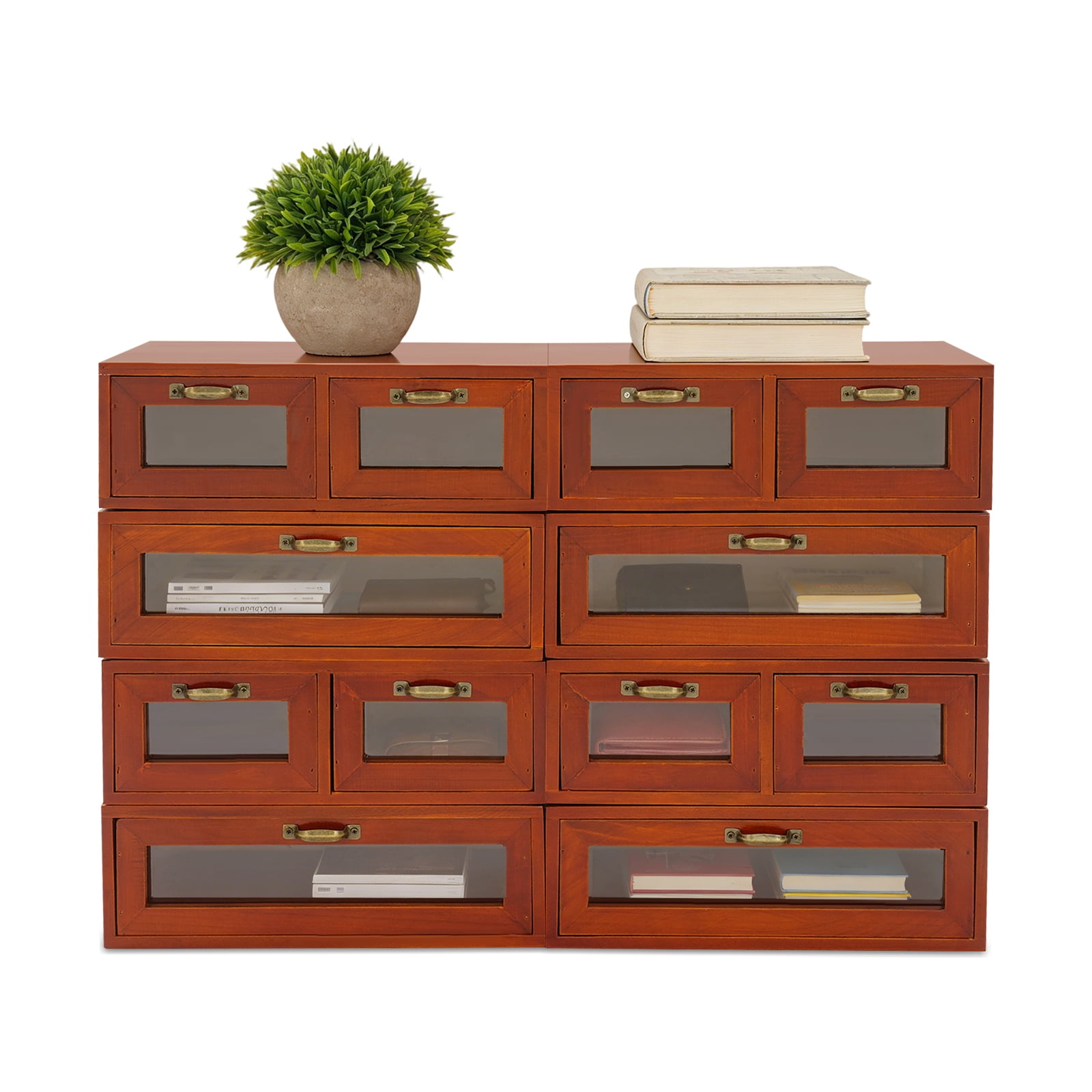 Library Countertops ToppiJoy Set of 4 Wooden Storage Box, Vintage Pine Wood Desktop ...