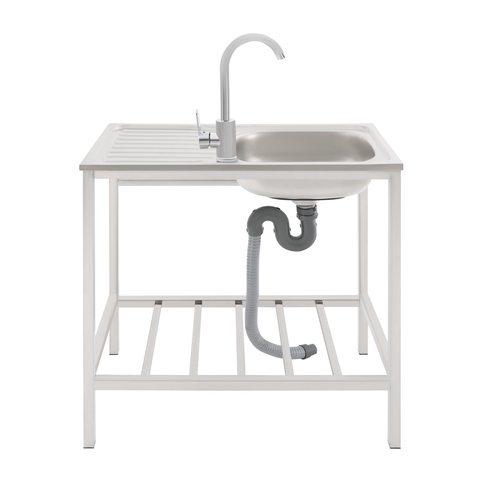ToppiJoy Single Bowl Free Standing Stainless-Steel Commercial Sink with ...