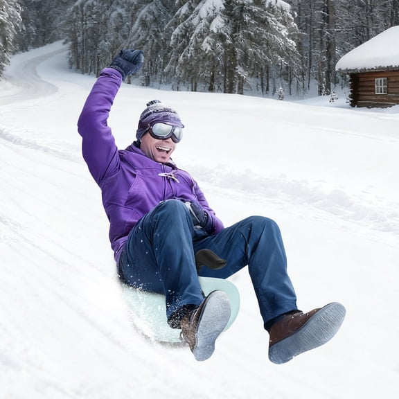 ToppiJoy Snow Sleds, Sled Snowboard with Handle and Pull Rope, Portable Lightweight Compact Scooter Board for Winter Fun Blue