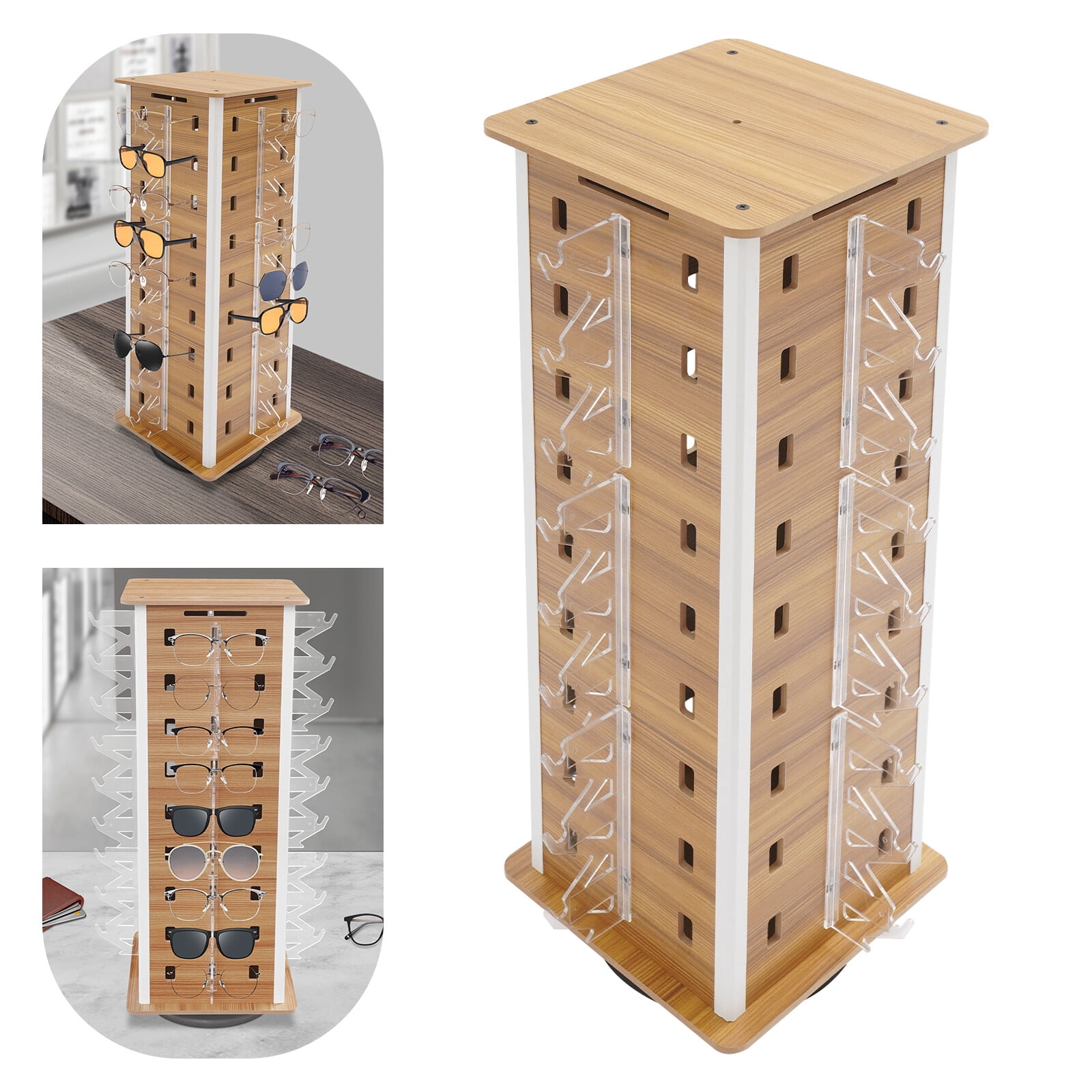 ToppiJoy Square 36 Pairs Sunglass Display Rack, 360° Rotating Sunglass ...